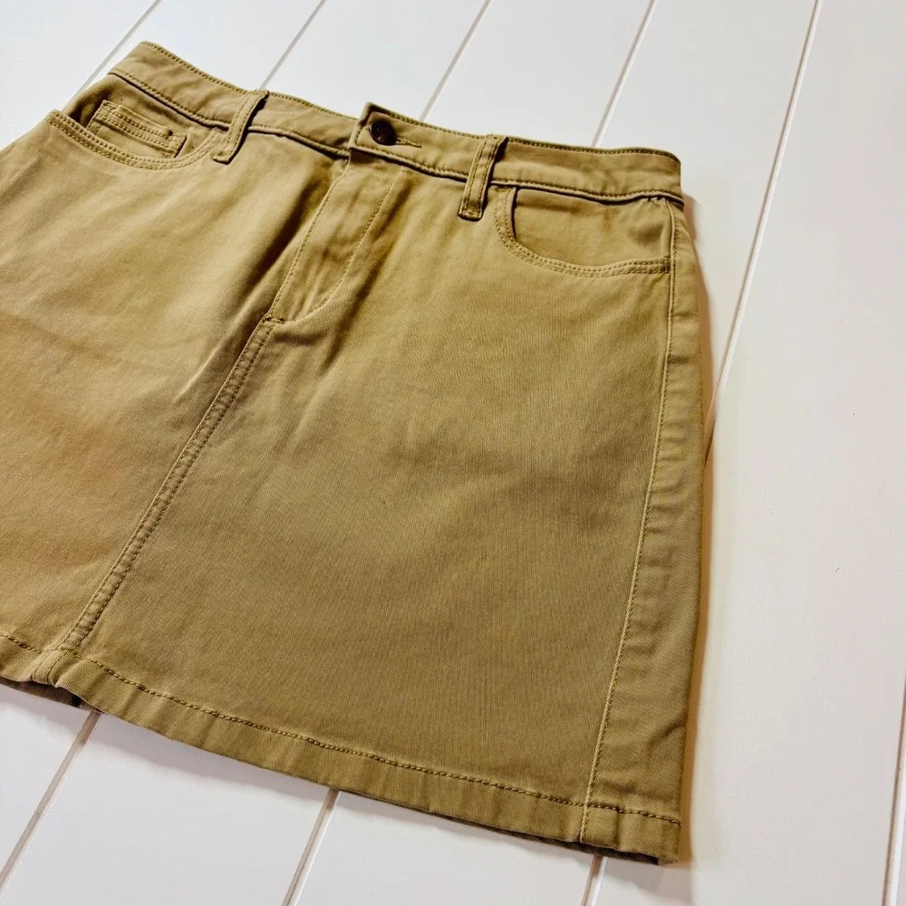 Vintage Y2K Hollister Khaki Stretch Mini Skirt Academia Neutral Size 3